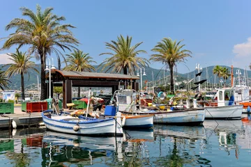 Foto auf Acrylglas Tor Angeln kleine Boote im Hafen von Cavalaire-sur-Mer, Gemeinde im Département Var in der Region Provence-Alpes-Côte d& 39 Azur im Südosten Frankreichs.