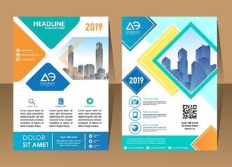 Poster brochure flyer design template vector, Leaflet cover presentation abstract geometric background, layout in A4 size
