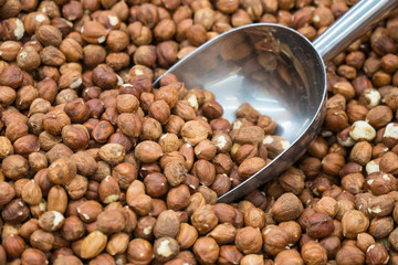 Delicious hazelnuts from the market, healthy food