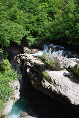 The cascade waterfall in the Martvili Canyon, Georgia