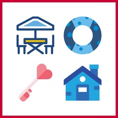 4 estate icon. Vector illustration estate set. terrace and key icons for estate works