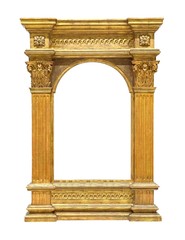 Naklejka premium Golden frame for paintings, mirrors or photo isolated on white background