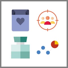 4 market icon. Vector illustration market set. line chart and cologne icons for market works