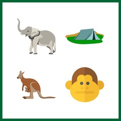 4 park icon. Vector illustration park set. monkey and kangaroo icons for park works