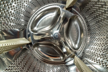 Inside the drum of a washing machine