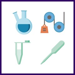 4 scientific icon. Vector illustration scientific set. test tubes and retort icons for scientific works