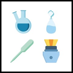 4 medicine icon. Vector illustration medicine set. pipet and retort icons for medicine works