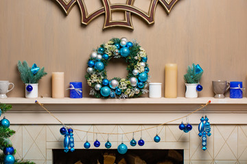 family holiday concept. Merry Christmas and Happy Holidays. Studio with Christmas decor. Winter home decor.