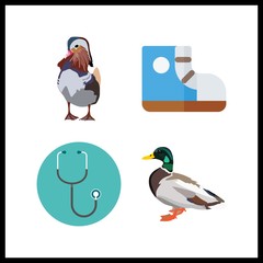 4 rubber icon. Vector illustration rubber set. duck and stethoscope icons for rubber works
