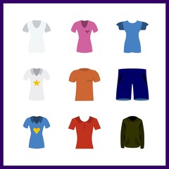 9 short icon. Vector illustration short set. shorts and shirt icons for short works
