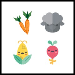 4 agriculture icon. Vector illustration agriculture set. sheep and radish icons for agriculture works