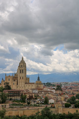 Fototapeta na wymiar Overlooking Cathedral of Segovia Spain