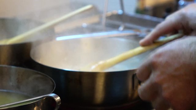 cooking risotto at a restaurant