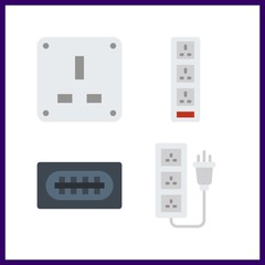 4 connect icon. Vector illustration connect set. socket and usb icons for connect works