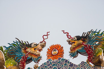 chinese dragon on red background