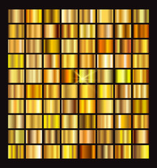 Golden gradients set.Vector metallic backgrounds.