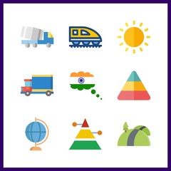 Naklejka premium 9 sunrise icon. Vector illustration sunrise set. sun and earth globe icons for sunrise works