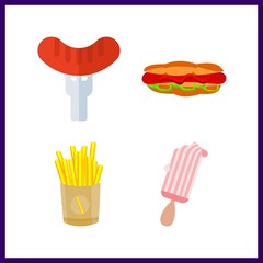 4 snack icon. Vector illustration snack set. hot dog and ice cream icons for snack works