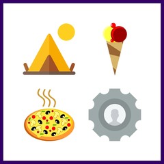 4 menu icon. Vector illustration menu set. pizza and ice cream ball icons for menu works