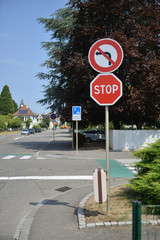 Traffic warning signs for drivers and pedestrians