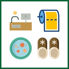 4 household icon. Vector illustration household set. tools and utensils and dish icons for household works