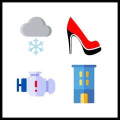 4 new icon. Vector illustration new set. snowing and shoe icons for new works