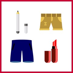 4 cosmetics icon. Vector illustration cosmetics set. eye pencil and shorts icons for cosmetics works