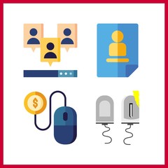 4 search icon. Vector illustration search set. pay per click and marketing icons for search works