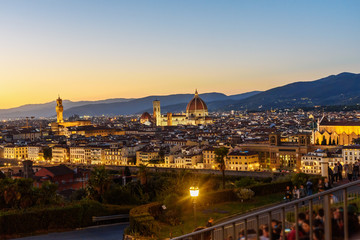 Fototapeta na wymiar View of Florence from Piazzale Michelangelo at sunset. Italy