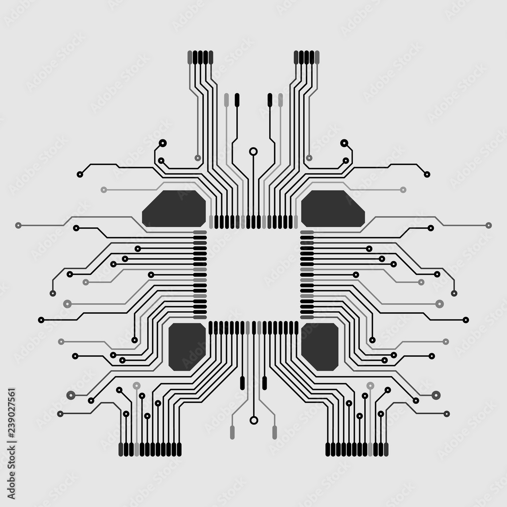 Poster Circuit board futuristic trace processor unit texture illustration design. Electronic line communication technology system background.