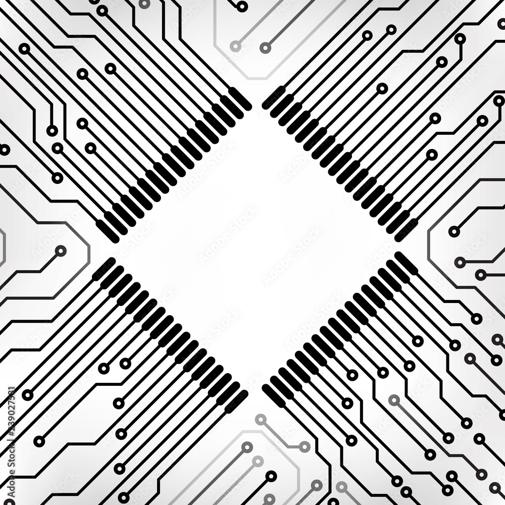 Poster Circuit board futuristic trace processor unit texture illustration design. Electronic line communication technology system background.