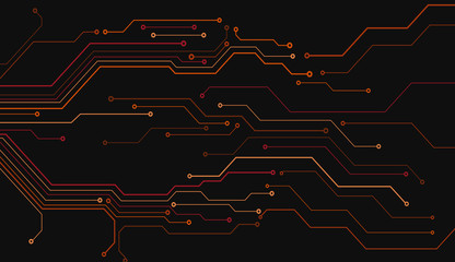 Circuit Board Technology Information Pattern Concept Vector Background. Modern Color Abstract PCB Trace Data Infographic Design Illustration.