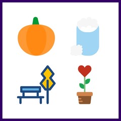 Fototapeta premium 4 farm icon. Vector illustration farm set. plant and park icons for farm works