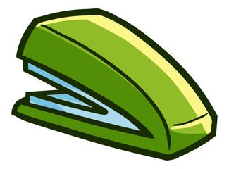 Cute and funny green little stapler - vector.