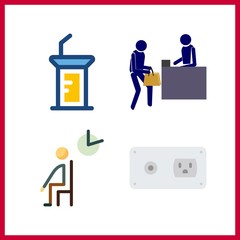 4 room icon. Vector illustration room set. socket and reception icons for room works