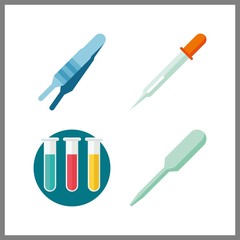 4 dropper icon. Vector illustration dropper set. test tubes and pipet icons for dropper works