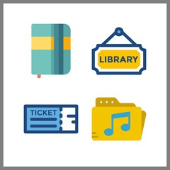 4 document icon. Vector illustration document set. music folder and agenda icons for document works