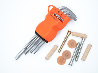 dit tools for home furniture assembling repair fix. flat lay from the top image