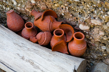 Beautiful earthenware jugs and their fragments.