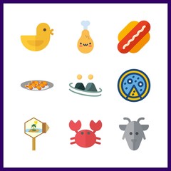 9 meat icon. Vector illustration meat set. pilon and hot dog icons for meat works