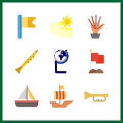 9 wind icon. Vector illustration wind set. sail boat and cloudy icons for wind works