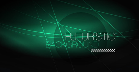 Digital technology abstract background - neon geometric design. Abstract glowing lines. Colorful techno background. Futuristic shape.