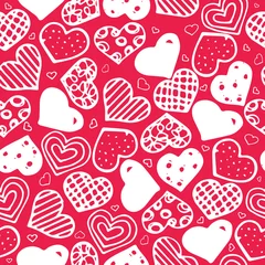 Poster Seamless pattern with hand drawn hearts. © ireneromanova