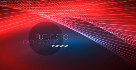 Neon glowing magic background, neon banner, night sky wallpaper. Magic light effect. Christmas abstract pattern.