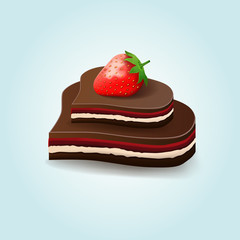 Chocolate candy in the form of hearts with strawberries © DDevicee