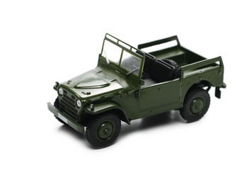 old army jeep isolated on white background, model