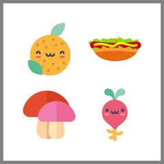 4 slice icon. Vector illustration slice set. mushroom and sandwich icons for slice works
