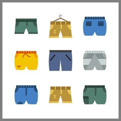 9 shorts icon. Vector illustration shorts set. short icons for shorts works