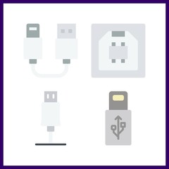 4 portable icon. Vector illustration portable set. usb icons for portable works