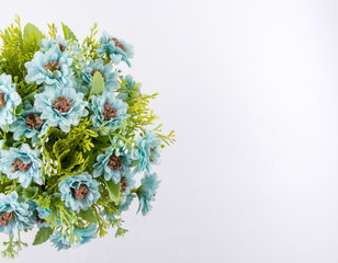 Artificial flower bouquet decoration, copy space background